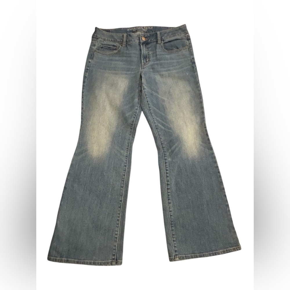Y2K American Eagle Outfitters Classic Blue Denim Flare Jeans Size 12